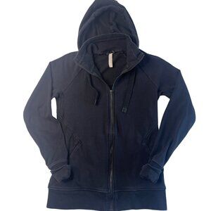 Athleta Triumph Black Full-Zip Hoodie Sweatshirt Pockets SZ MT Workout Casual